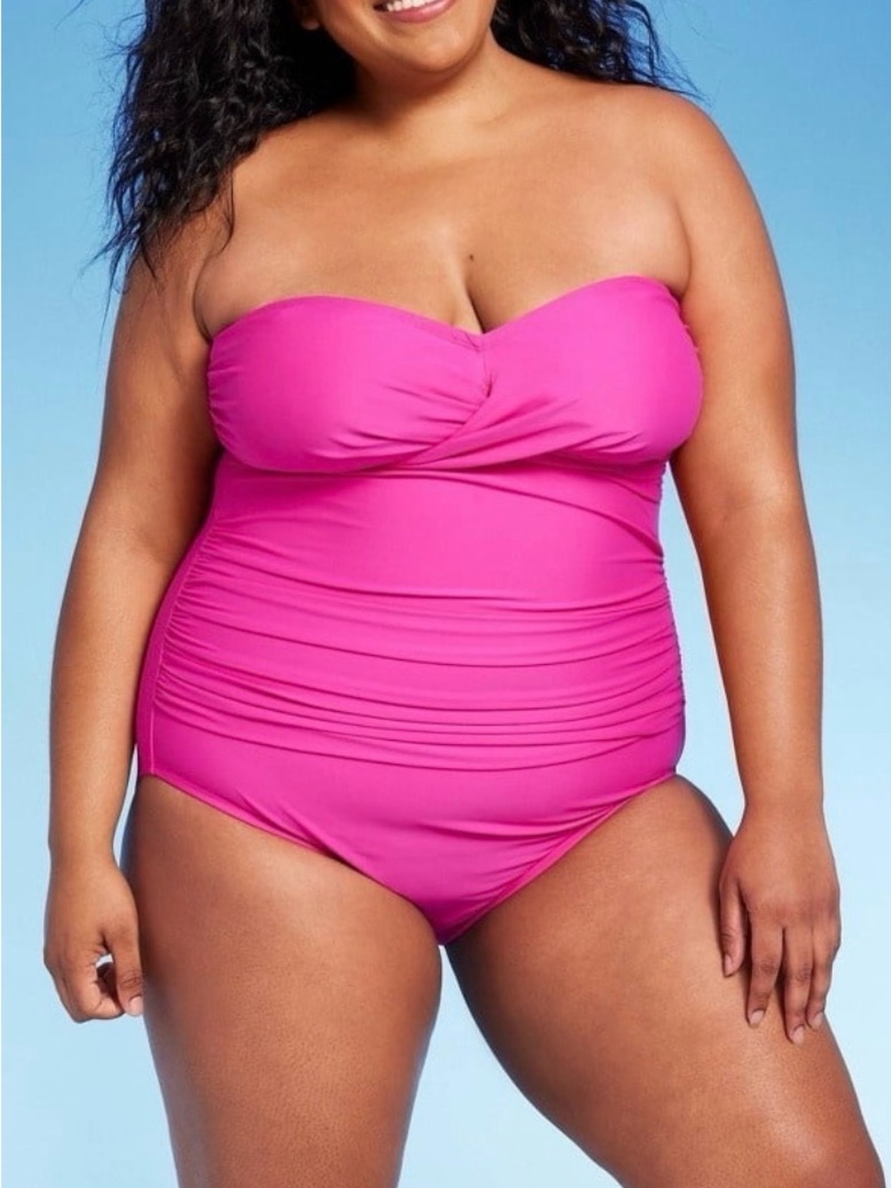 Kona Sol Full Coverage Tummy Control Twist-Front One Piece Swimsuit 16 NWT